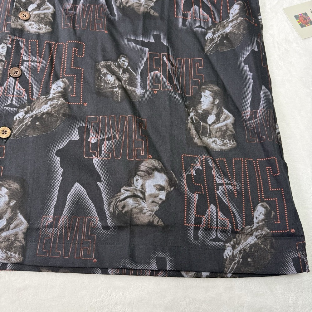 VINTAGE Elvis Presley David Carey‎ Shirt Mens 2XL Black Elvis AOP Hawaiian NWT - Picture 3 of 9
